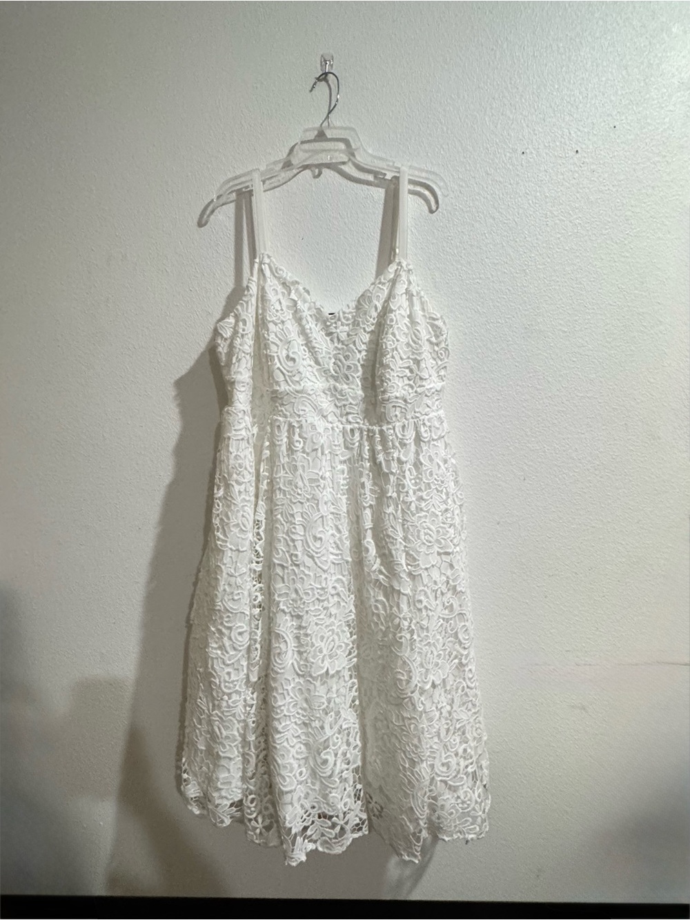 torrid White Lace Midi Dress with Spaghetti Straps